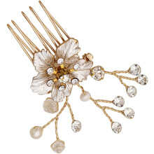 1 stuk legering kam roségoud haaraccessoires gezichtsvlechten strass haarspelden goudkleurig