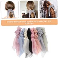 8 elastici per capelli con fibbia, lunghi, tinta unita, ideali per donna, perfetti per code di cavallo o per l'uso quotidiano.