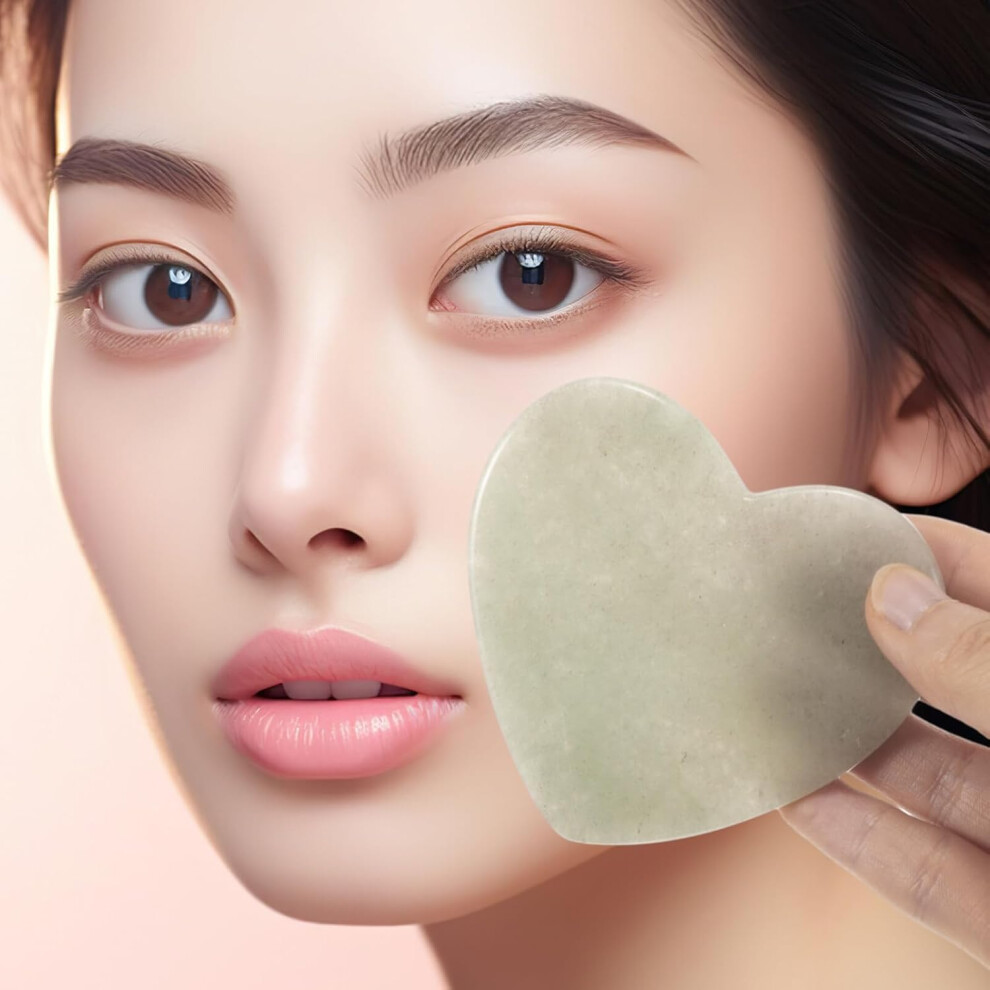 Hkhbjs Jade Gua Stone Facial Tool Heart-Shaped Natural Jade Scraping Massage Tool