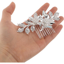Kristallen bruidshaarkam met bloemmotief, zijkam met strass-steentjes, haarversiering voor de trouwjurk en bruidsmeisjes.
