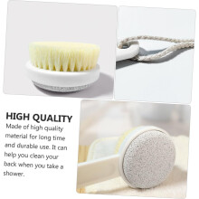Double Sided Anti-skid Bath Back Brush with Long Handle, White Exfoliating Shower Brush