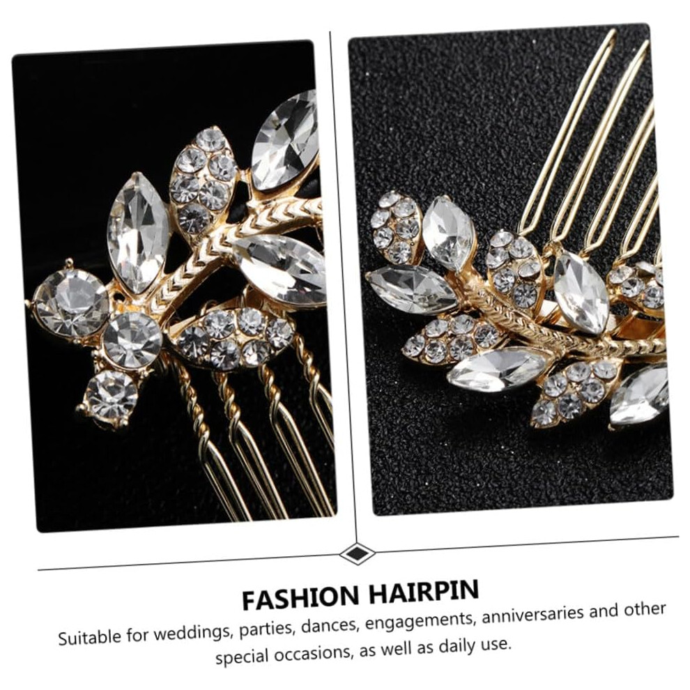 Hkhbjs Rhinestone Hair Decor Alloy Leaf Hair Comb Fashion Hairpin For Women Accessory For Parties And Special Occasions