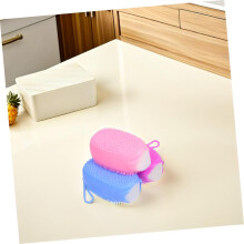 3 piezas de cepillo de baño de silicona, esponja de ducha para el cuerpo, cepillo de limpieza suave de doble cara.