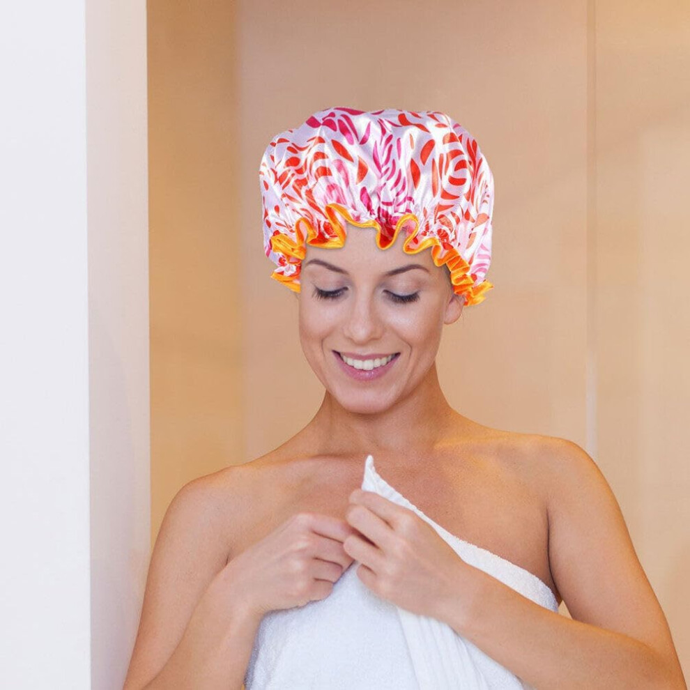 Hkhbjs 2Pcs Reusable Satin Lined Shower Cap For Women Long Hair Extra Large Bonnet For Bathing Hair Coloring Deep Conditioning