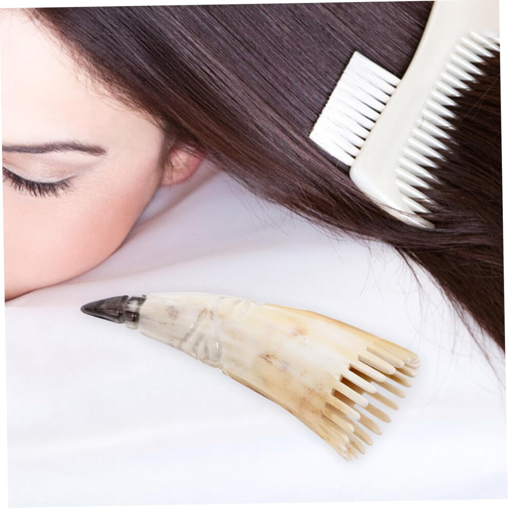Hkhbjs Horn Wide-Tooth Shampoo Comb Scalp Massager Head Treatment Brush Natural Material Suitable