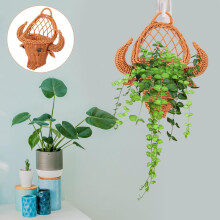 Têcido Rattan pendurado cesta planta pendurador parede vaso de flores cesta de armazenamento estilo vintage