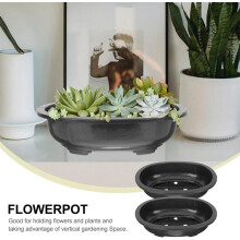 2er-Set Blumentopf-Dekoration für Büro und Garten, ovaler Bonsai-Topf, Kunststoff-Pflanztöpfe