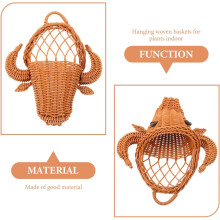 Woven Rattan Hanging Basket Plant Hanger Wall Flower Pot Storage Basket Vintage Style