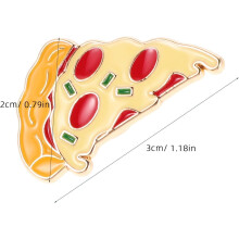 8 stk. tegneseriebrosje med pizzastykker, brosjer i legering, hurtigmatformet merke, jakkeslagsnåler, simulert pizzaetikettnål