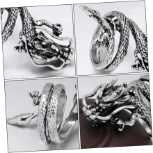 Herrenring mit Drachenkopf – Schicker Drachenfinger-Schmuck, Retro-Metallring-Dekoration für Herren, Accessoire für lässige Partykleidung