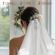 Brautschleier – Eleganter weißer Schleier mit Spitzenrand – Elegantes Kopfaccessoire aus Gaze