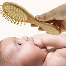 3pcs Wool Hair Brush and Comb Set with Bamboo Handle, Soft Bristles Newborn Bath Brush
