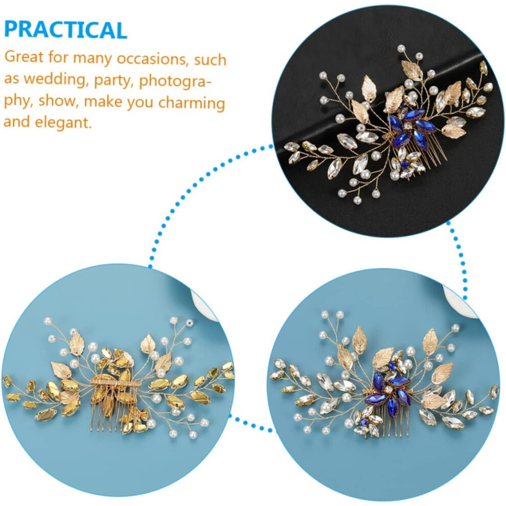 Hkhbjs Pearl Comb Bridal Headband Wedding Hair Pieces For Women Rhinestone Hair Jewelry