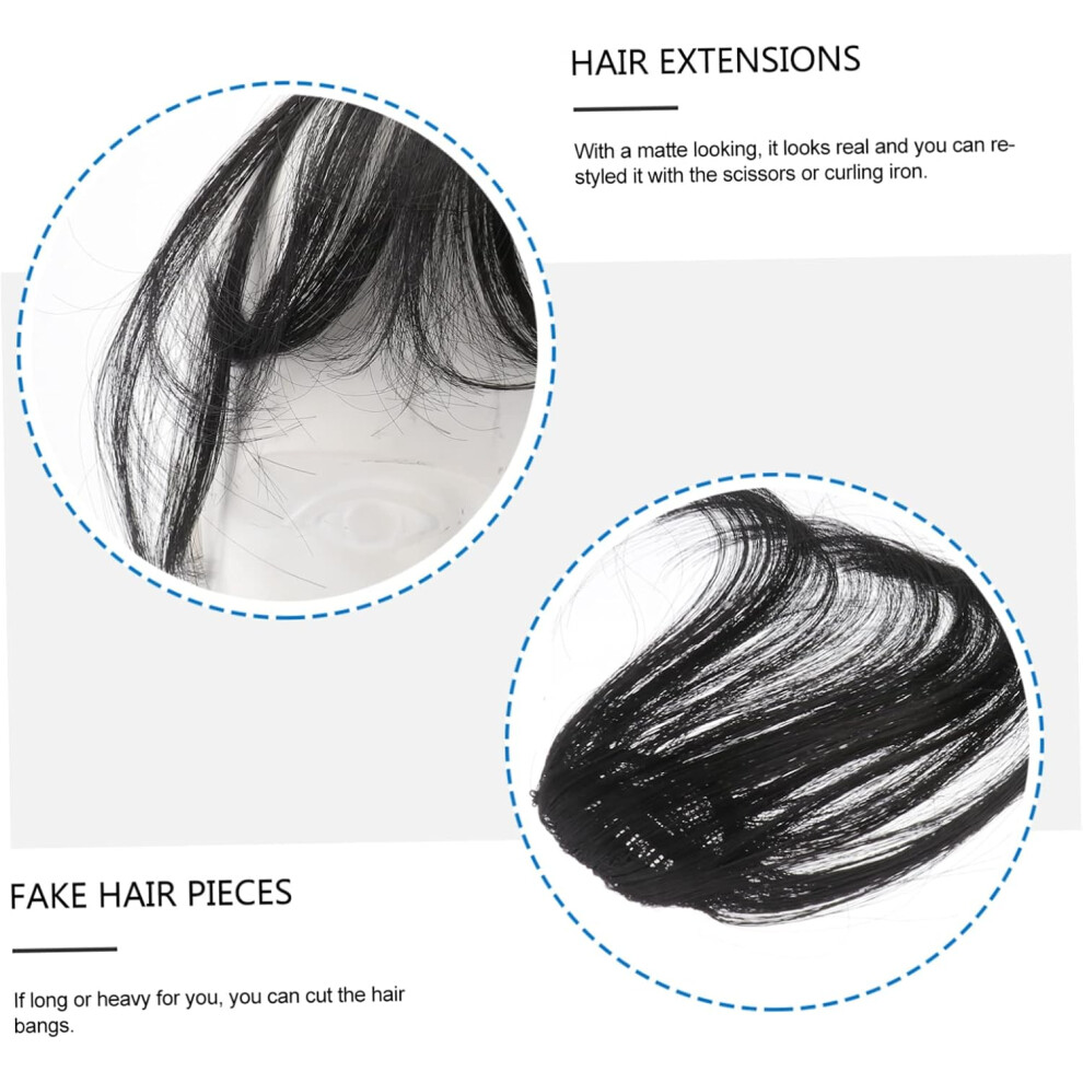 Hkhbjs Extended Clip In Hair Bangs Fringe Fake Hair Pieces Black For Women Everyday Wear