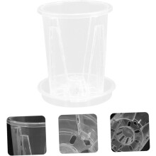 5 Orchideentöpfe mit Untersetzern, durchsichtige Anzuchttöpfe, runde Kunststoff-Blumentöpfe, 12 cm Durchmesser