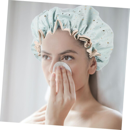 Lot de 3 bonnets de douche double couche pour femmes, utilisables dans le bain.
