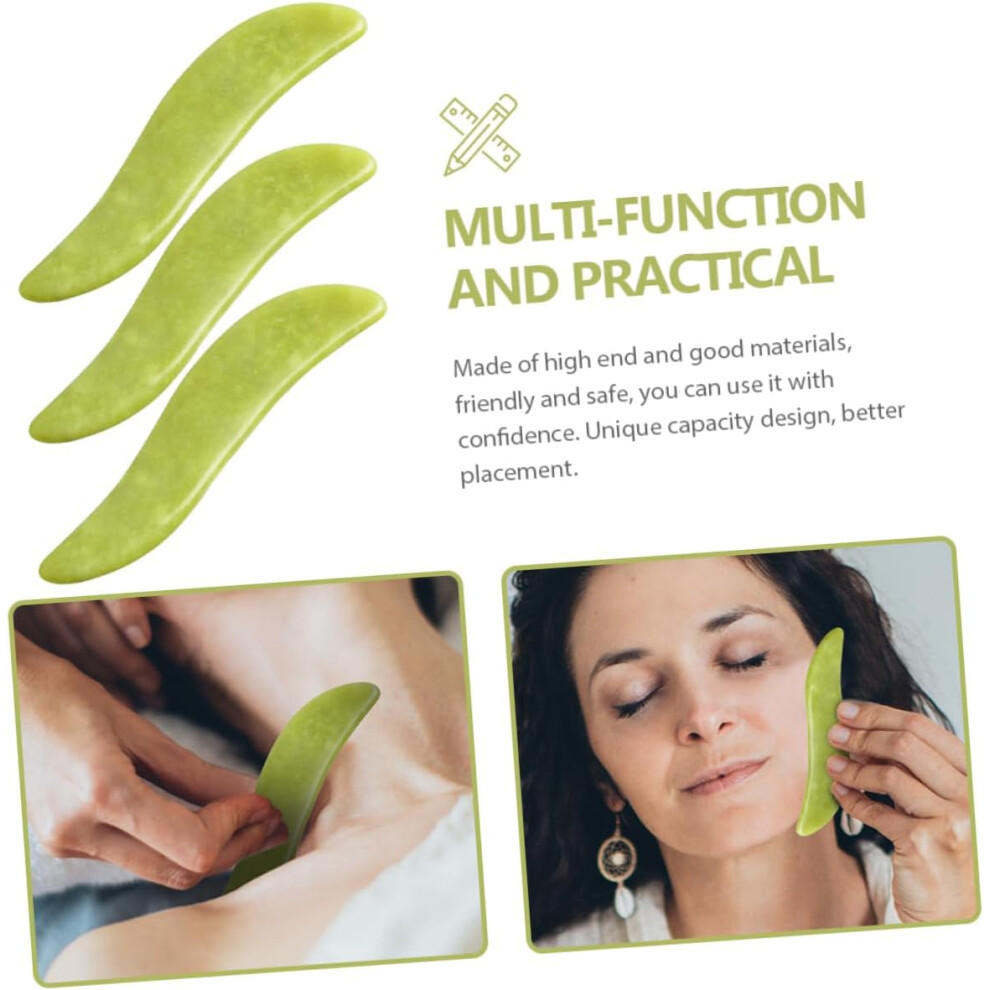Hkhbjs 3Pcs Guasha Board Massage Scraping Tool Jade Roller Facial Care Scraping Plate