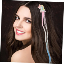 10 Stück Cartoon-Perücken-Haarnadeln Einhorn-Haarverlängerungen Haarteile Clip-Haarverlängerungen für Mädchen Glitzer für Hoyols Cosplay