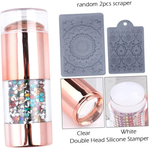 Elegant Diamond Medal Nail Art Stamper Στυλό μεταφοράς σιλικόνης και πλάκες σφράγισης