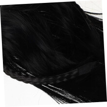 Schwarze geflochtene Haarbandperücke mit unsichtbaren Clips, glattes Haarteil mit Pony