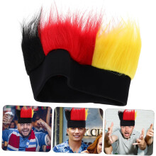 Parochňa pre nemeckých futbalových fanúšikov, čierna, žltá a červená, bláznivá parochňa pre európske syntetické príčesky