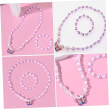 Crianças Kit de jóias Menina Joias Set 12.5Cm Plastic Butterfly Pulseira e Colar