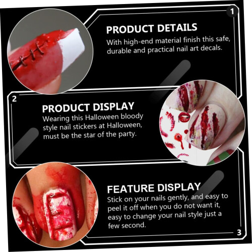 2sheets Halloween Pattern Nail Stickers Self-Adhesive Fingernail Decal 2