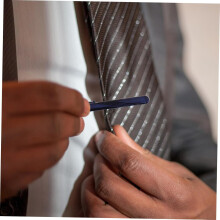 Tie Clips for Men Durable Metal Tie Bars with Elegant Blue Stripe Pattern