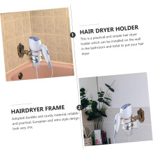 European Retro Hair Dryer Rack Household Hairdryer Storage Holder Space Aluminum Wall Mount Suitable for Bathroom Use