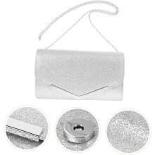 Borsa da sera da donna, pochette a busta con catena removibile, finitura lucida.
