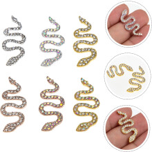 6 stk. slange neglestener neglestrasspynt strass og edelstener og glitterprosjekter