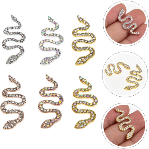 6pcs Serpente Unha Gems Unha Strass Ornamento Strass e Gems e Glitter Projetos