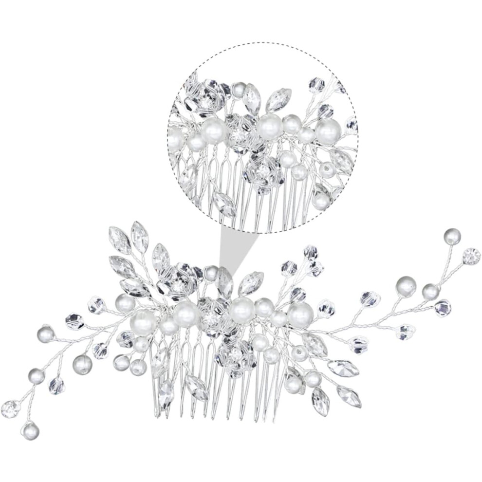 Hkhbjs Pearl Hair Comb Bridal Wedding Hair Piece Accessories Comb White Crystal Decorations For Bride