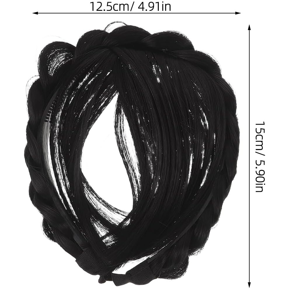 Hkhbjs 2Pcs Braided Wig Headband Fake Bangs For Women Natural Looking Front Hair Bangs Hair Band Synthetic Braided Hairpieces Clasp