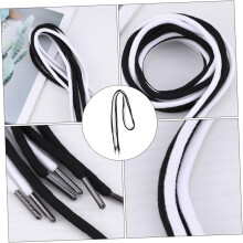 12 cordini universali con testa in metallo per pantaloni della tuta e felpe con cappuccio, 135 cm, in cotone nero e grigio sbiancato, di ricambio.
