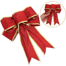 6-teiliges Set goldgeränderter Schleifen – Bastelbedarf, Partyschleifen, Weihnachtsbaumschmuck, Hochzeitsdekoration, Weihnachtsdeko