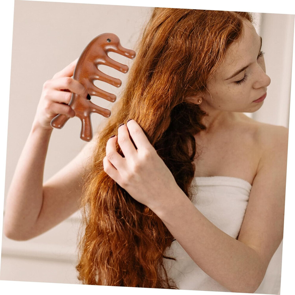 Hkhbjs Sandalwood Massage Comb For Scalp Relief Wide Tooth Design For Detangling Natural Material