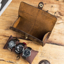 Retro leren horlogedoos, horlogedisplay, horlogevitrine met gesp, praktische opbergorganizer voor sieraden