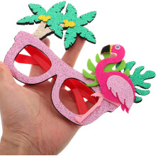 3 stuks Hawaiiaanse feestbrillen met flamingo- en fundesigner voor zwembadfeesten, strandthema-decoraties en luau-cadeautjes.