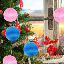 30 Stück Weihnachtsschneeball-Anhänger, Baumschmuck, Festtagskugeln aus Seide