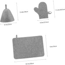 Bonnet de sauna, gants et tapis de bain en feutre pour hommes et femmes, accessoire de sauna réutilisable
