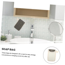 5 bucăți de săpun negru din in, pungă exfoliantă cu spumă pentru curățarea feței și depozitarea săpunului manual