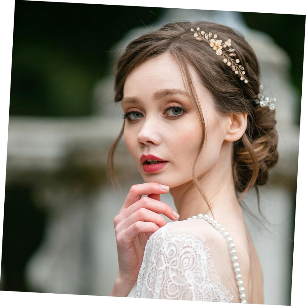 Hkhbjs 1 Set Bridal Rhinestone Hair Comb Handmade Vintage Flower Hair Clips