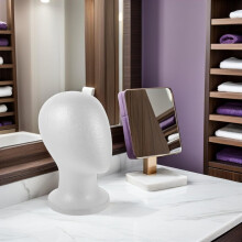 Schuimrubberen hoofdmal voor het tentoonstellen en opbergen van pruiken. Vrijstaande organizer voor haarsalons, geschikt voor thuisgebruik.