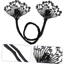 Haarknot-hoofdband met zwarte bloem, herbruikbare metalen knotmaker voor vrouwen, elastische haarband voor styling