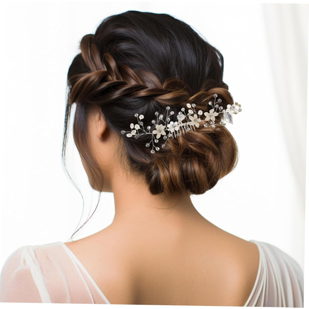 Hkhbjs Wedding Hair Comb For Bride Elegant Rhinestone Floral Pearl Side Clip