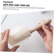 Houten handvat loofah badborstel 2 stuks, scrubborstel van plantaardige vezels voor rug, exfoliërende douche- en lichaamsreiniging.