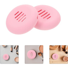 2 cajas de almacenamiento de silicona con forma de huevo, soporte para esponjas de maquillaje y estuche para borlas de polvos.