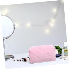 Bolsa de maquiagem de peluche espaçosa Organizador cosmético fuzzy cores chic