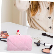 Neceser de maquillaje de felpa espacioso y mullido, organizador de cosméticos en colores elegantes.